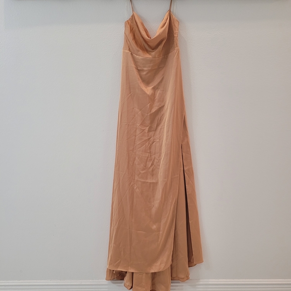 Free People Fame & Partners Gold Rosabel Maxi Dress Size 12 - Picture 6 of 16